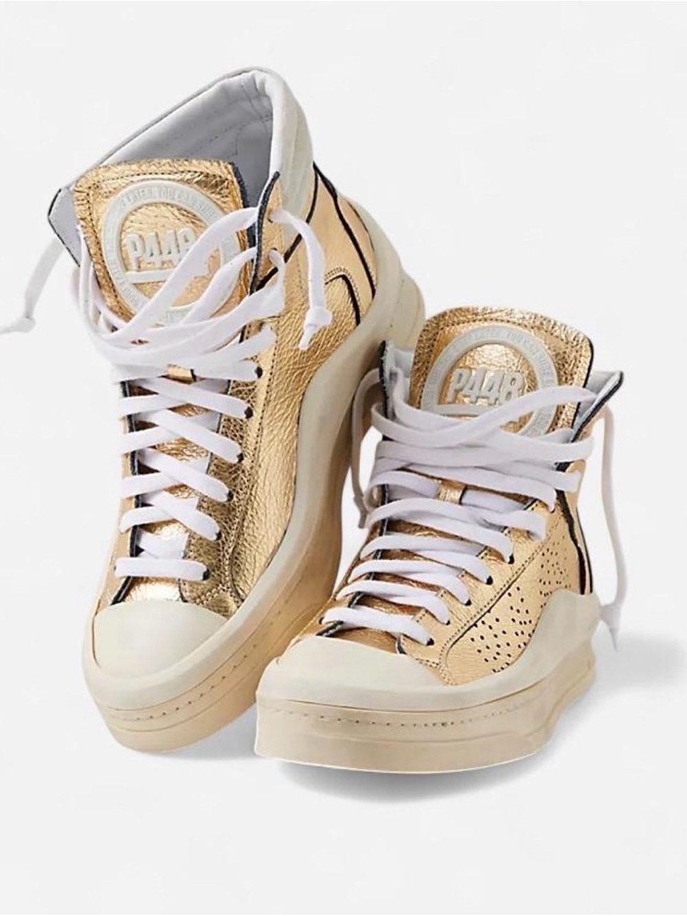P448 Gold Metallic High Top Sneakers